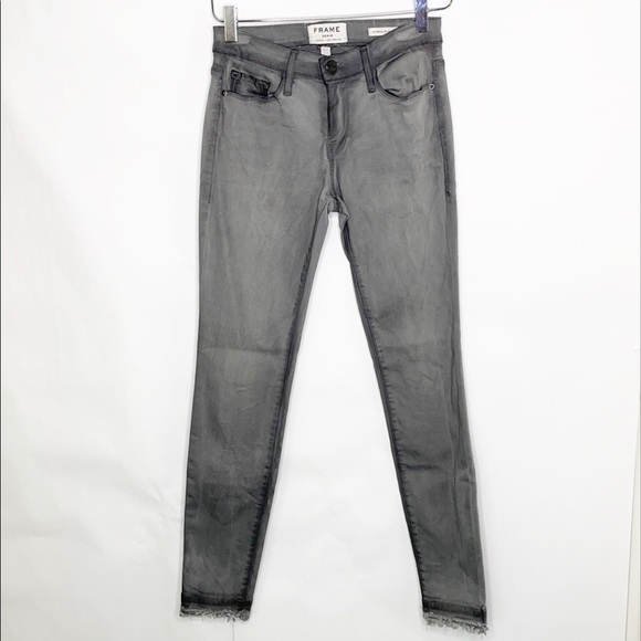Frame Raw Hem Gray Skinny Jeans (27) - Picture 3 of 13